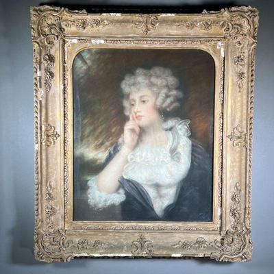 19TH CENTURY PORTRAIT OF LADY | pastel on paper. 18.5 x 23 in (sight). Dimensions: w. 28.5 x h. 33 in