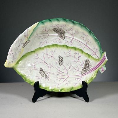 ROYAL WORCESTER SERVING DISH | Leaf shape with butterfly decoration. Dimensions: w. 13 in