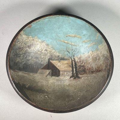 19TH C. PAINTED WOOD BOWL | Folk art primited painted turned wood and painted 