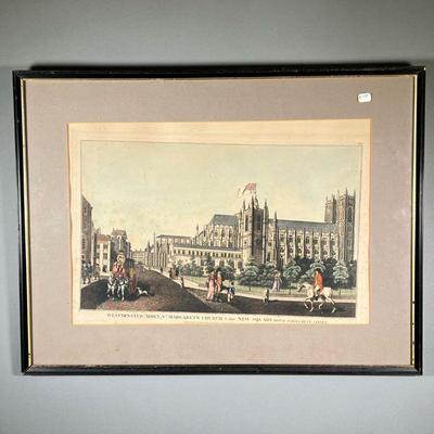 COLORED WESTMINSTER ABBEY PRINT | 19th century color print of Westminster Abbey, St. Margaretâ€™s Church & the New Square showing a...