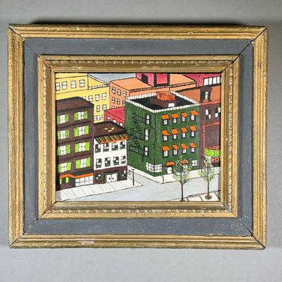 ATTRIB. VINCENT FULGENZI (20TH CENTURY) | Greenwich Village Scene, 1950's oil on the artist's board no apparent signature, painted on a...