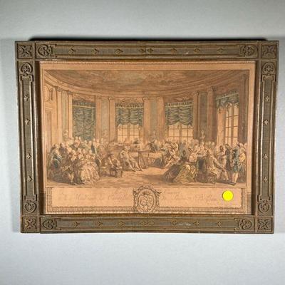 ANTIQUE FRENCH CONCERT PRINT | Titled â€œLe Concertâ€ depicts French nobility sitting in half-circle around a classical concert, with...