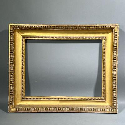 ANTIQUE GILT FRAME | Gold painted cove frame with egg and dart carved border in high relief Insert 17.75 x 23.75 in.
