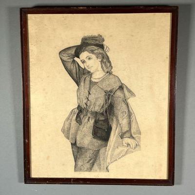 19TH CENTURY C. ALLARD PENCIL SKETCH | Pencil sketch of a woman signed â€œC . Allard. Feb 1848â€ Dimensions: w. 12.75 x h. 14.75 in