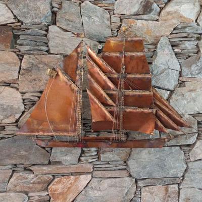 JERE copper boat wall sculpture