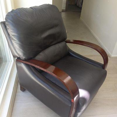 Grey black leather with Brentwood arms recliner