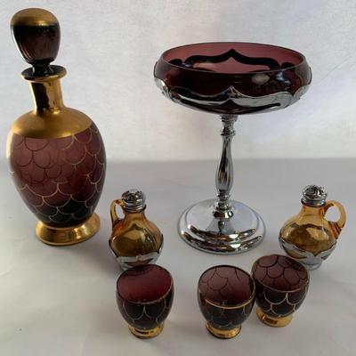 Farberware Chrome / Glass & Gold Painted glass