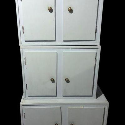 3 Powder Blue painted cupboards
