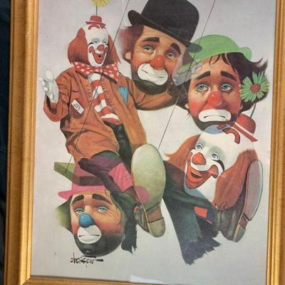 Framed C. Oberstew Clown Print