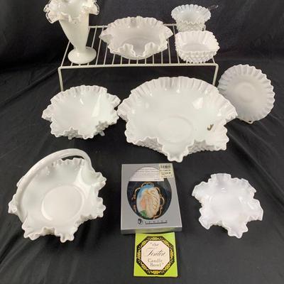 Fenton Ruffled Edge glass- some silver crest