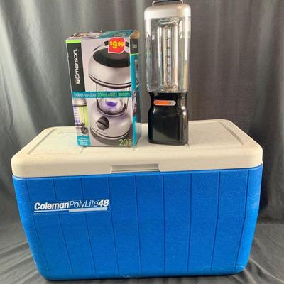 Large Coleman Cooler & 2 Lights