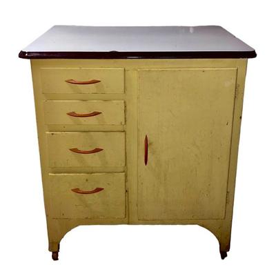 Vintage enamel top cabinet