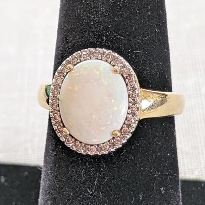 Opal ring with diamonds