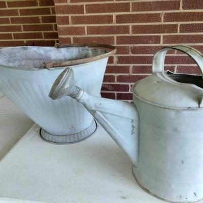 Vintage coal skuttle & watering can