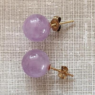 Lavender jade stud earrings
