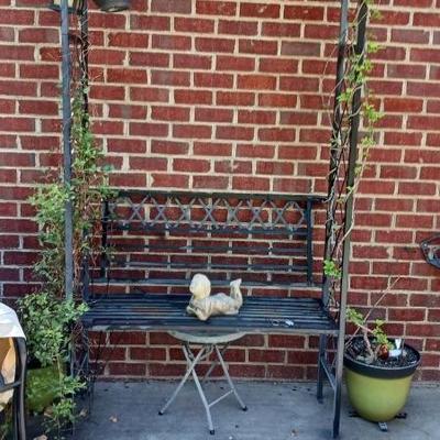 Wr. Iron arbor/attached bench