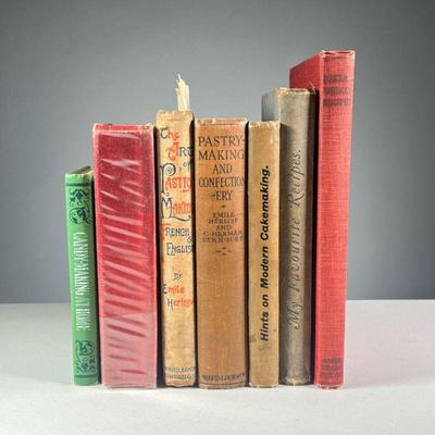 (7PC) MISC. COOKBOOKS | Antique and vintage French and other cookbooks, including: La Patisserie de Marie-Claire by Jeanne Grillet,...