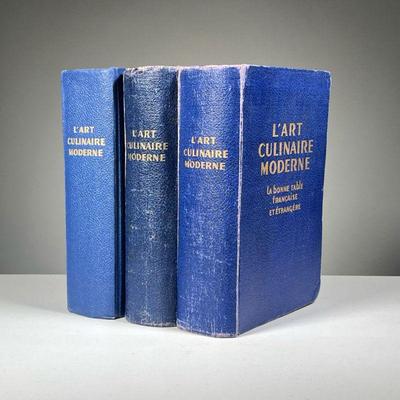 (3PC) [SIGNED] CURNONSKY Lâ€™ART CULINAIRE MODERNE | Henri Paul Pellaprat, with foreword by Curnonsky; Three similar volumes bound in...