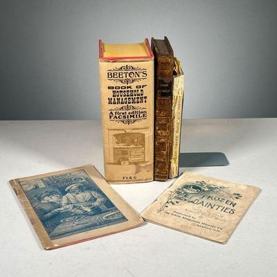 (5PC) ENGLISH COOKBOOKS & HOUSEHOLD MANAGMENT | includes: Frozen Dainties by Mrs. Lincoln (1898) Bread, Cakes, Buns, and Biscuits. How to...