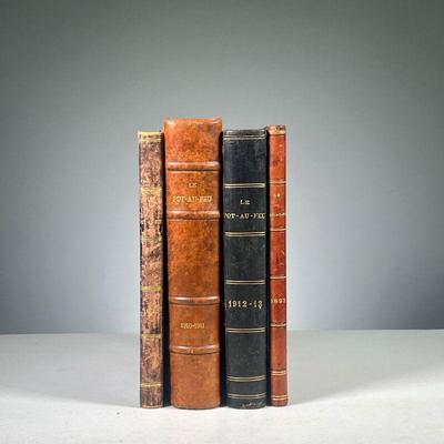 [LEATHER] LE POT-AU-FEU | Early french periodicals bound in leather inclidng 1893,1907, 1910-11, and 1912-13
