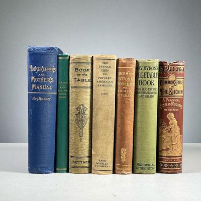 (7PC) AMERICAN & ENGLISH LANGUAGE COOKBOOKS | Includes; Housekeeper's and Mother's Manual by Mrs. Rosser (1895) Common Sense in the...