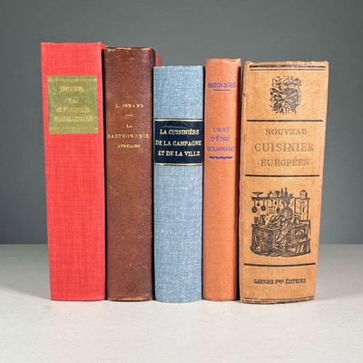(5PC) FRENCH COOK BOOKS | Including La Gastronomie africaine by Leon Isnard, 1930 edition inscribed by the author; J. B. Reboul La...