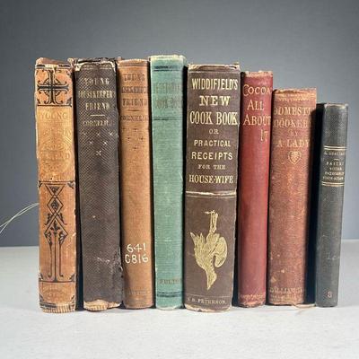 (8PC) HOUSEKEEPERS & OTHER COOK BOOKS | Including three copies of Young Housekeeper's Friend by Mrs Cornelius, including 1859, 1868, and...