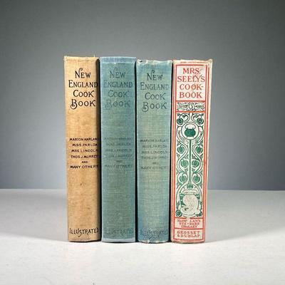 (4PC) AMERICAN COOKBOOKS | Including: Mrs. Seely's Cook Book: A Manual of French and American Cookery by Mrs. L. Seely, 1908, New York,...