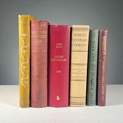 (6PC) ASSORTED COOKBOOKS | 19th and 20th century bindings, including: A Guide to Modern Cookery by Mary Harrison, 1929, J.M. Dent & Sons...