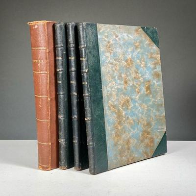 (4PC) LUCULLA BOUND FRENCH PERIODICALS | Including large bound group in brown leather spine (note from Mr. Sontheimer says â€œcomplete...