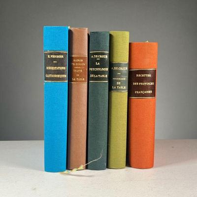 (5PC) FRENCH CUISINE BOOKS | Cloth hardcover bindings, rebound, including: Les Belles Recettes des Provinces Francaises, Les Sans...