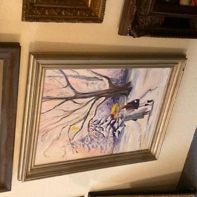 Winter scene oil painting 