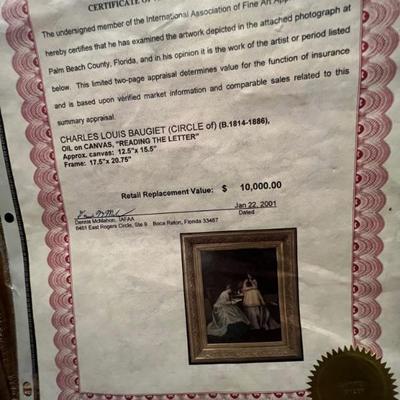 Insurance appraisal for Reading the Letter.