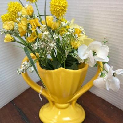 Yellow double handle vase
