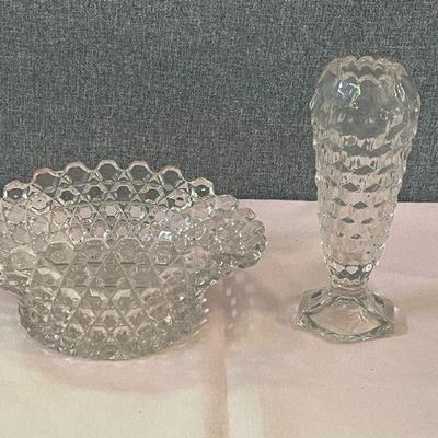 Westmoreland glass bowl & Fostoria vase