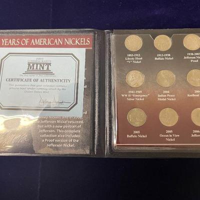 100 Years of American Nickels 9pcs