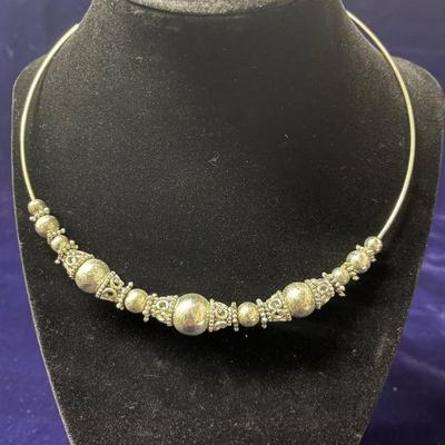 Sterling Silver Beaded Chocker Necklace