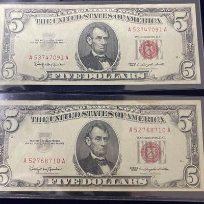 1963 Series $5 United States Red Seal Note...Very Nice