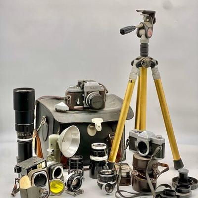 Large Vintage Camera & Lens Lot Feat. Nikon-F And Minolta
