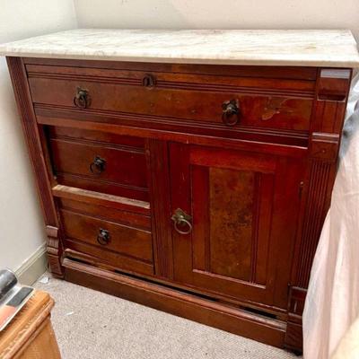 19th Century Knapp Joint Marble Top Night Stand
