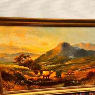 W. Richards Painting Cows In Field
