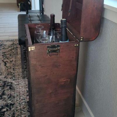 Small trunk style bar/wine rack