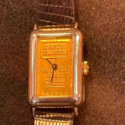 Credit Suisse gold bar watch face