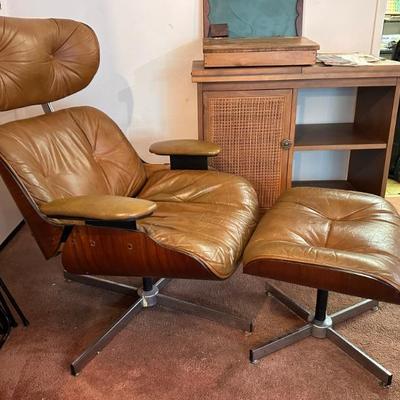 MCM Selig Eames leather chair and ottoman