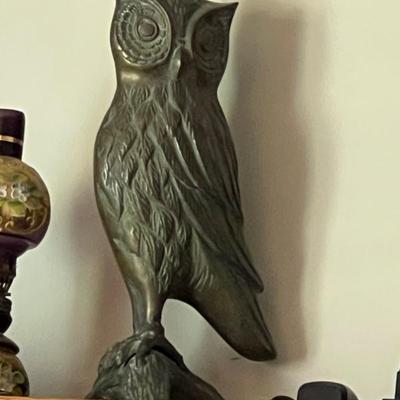 Mid century cast brass owl