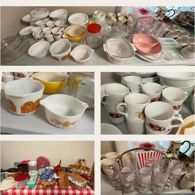 Corning ware, Vintage pyrex, Longaberger pottery, 