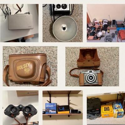 Vintage cameras, Scanning radios, transistor radios, radar detectors, weather alert radios, VHS camcorder
