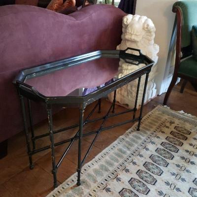 Mirrored tray X-stretcher 8 leg tea table