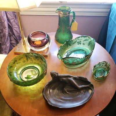 EAPG US glass, bronze mermaid dish