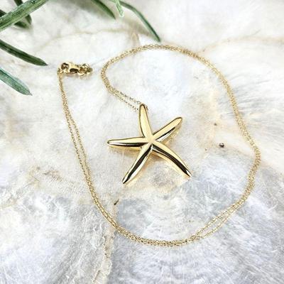 14k Italian Starfish Necklace and Pendant - 18